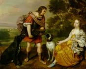 约翰内斯梅滕斯 - Portrait histoire of a young man and lady as Meleager and Atalanta